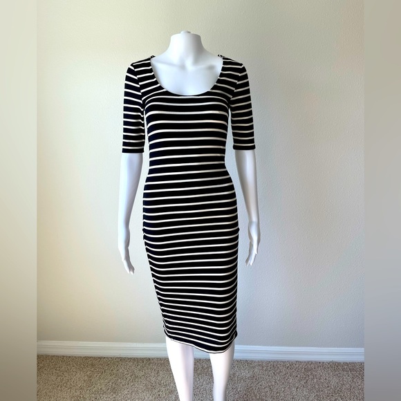 Bar III Dresses Bar Lll Black White Striped Bodycon Dress Poshmark